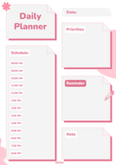 Pastel Notes Daily Planner | Priorities, Reminder, Note, Schedule