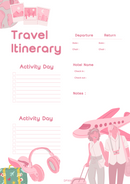 Playful Travel Itinerary Planner | Departure, Return, Hotel Name, Activity Day