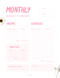 Aesthetic Monthly Budget Planner | Income, Expenses, Saving Goal, Emergency Budget