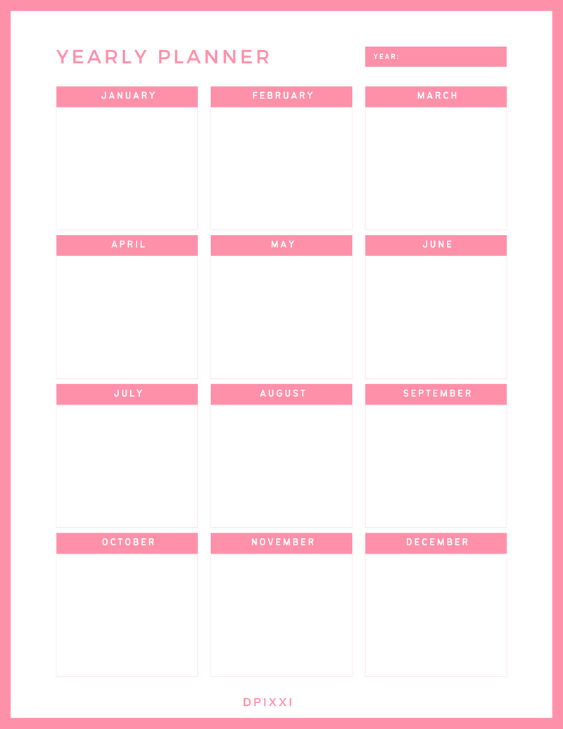 Simple Yearly Planner | January to December