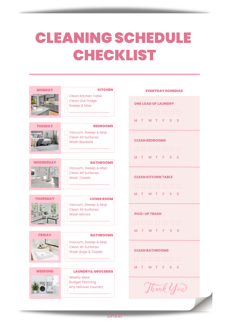 Modern Cleaning Schedule Checklist | Household Checklist