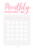 Minimalist Illustrated Monthly Saving Tracker Planner | Goal, Total