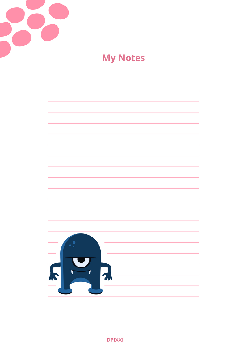 Cute Monster Notes Planner
