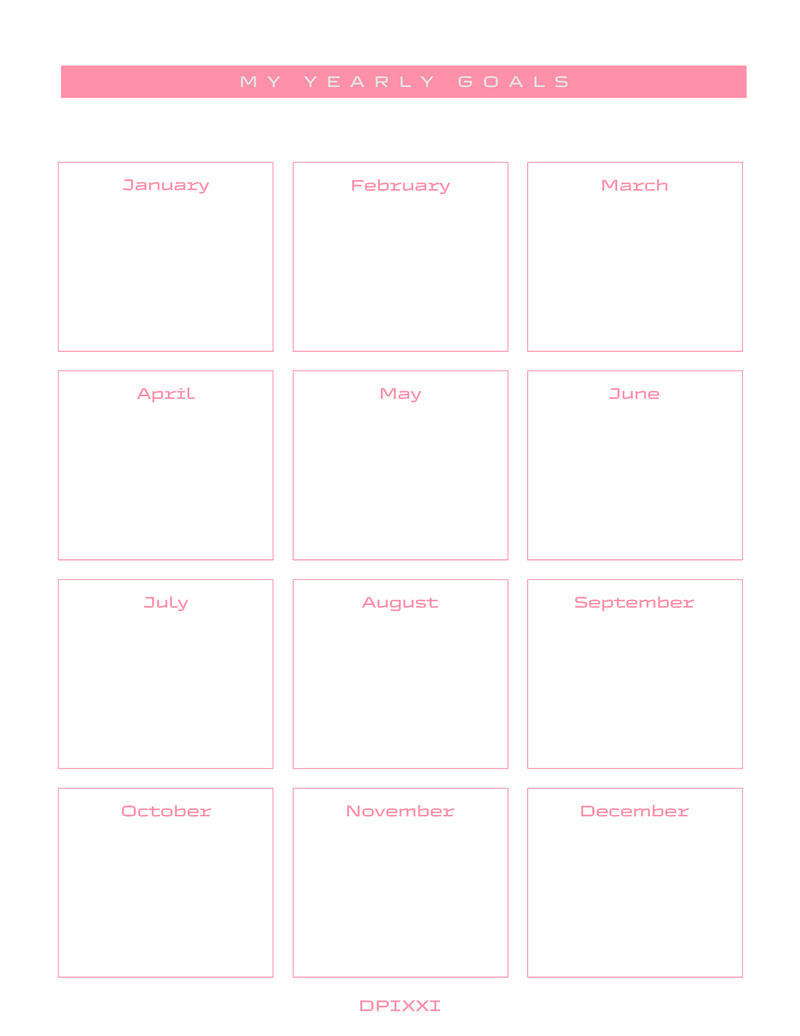 Minimalist Annual Goal Planner| January to December