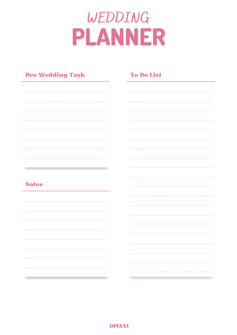 Simple Wedding Planner | Pre Wedding Task, Wedding To Do List