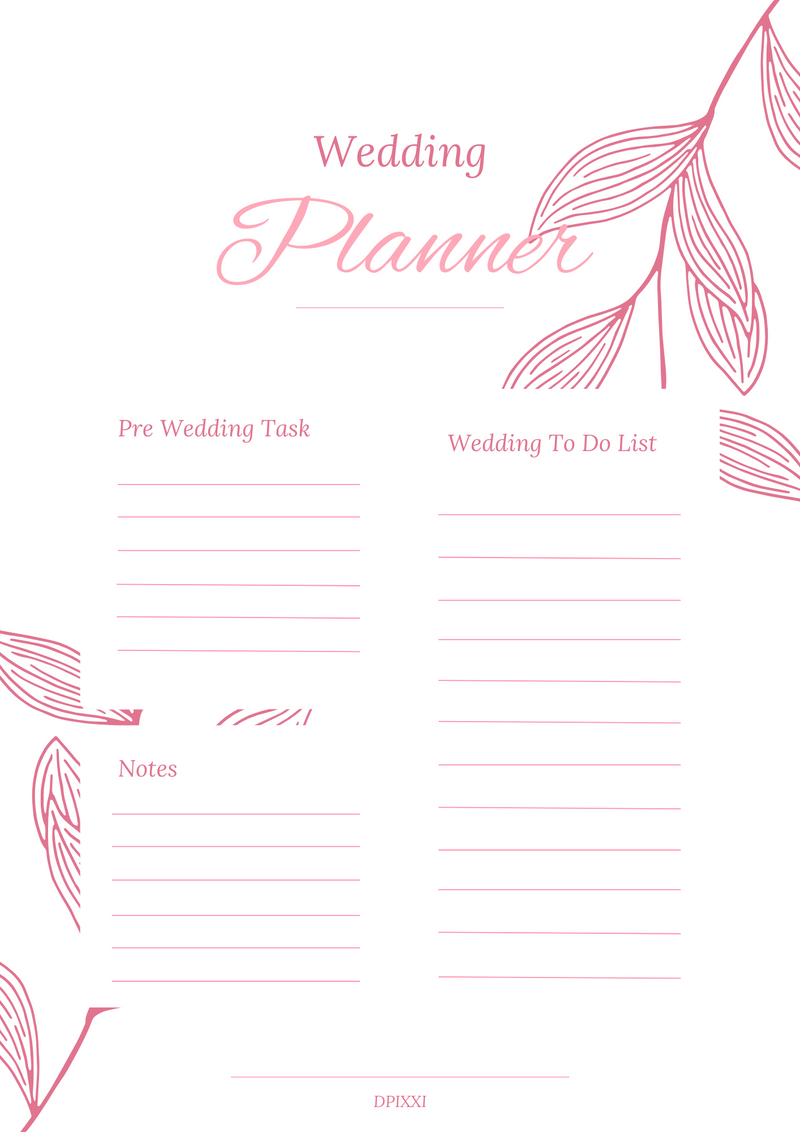 Simple List Wedding Planner | Pre Wedding Task, Wedding To Do list