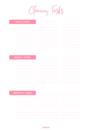 Cleaning Tasks Planner Sheet | Daily tasks,Weekly tasks,Monthly tasks