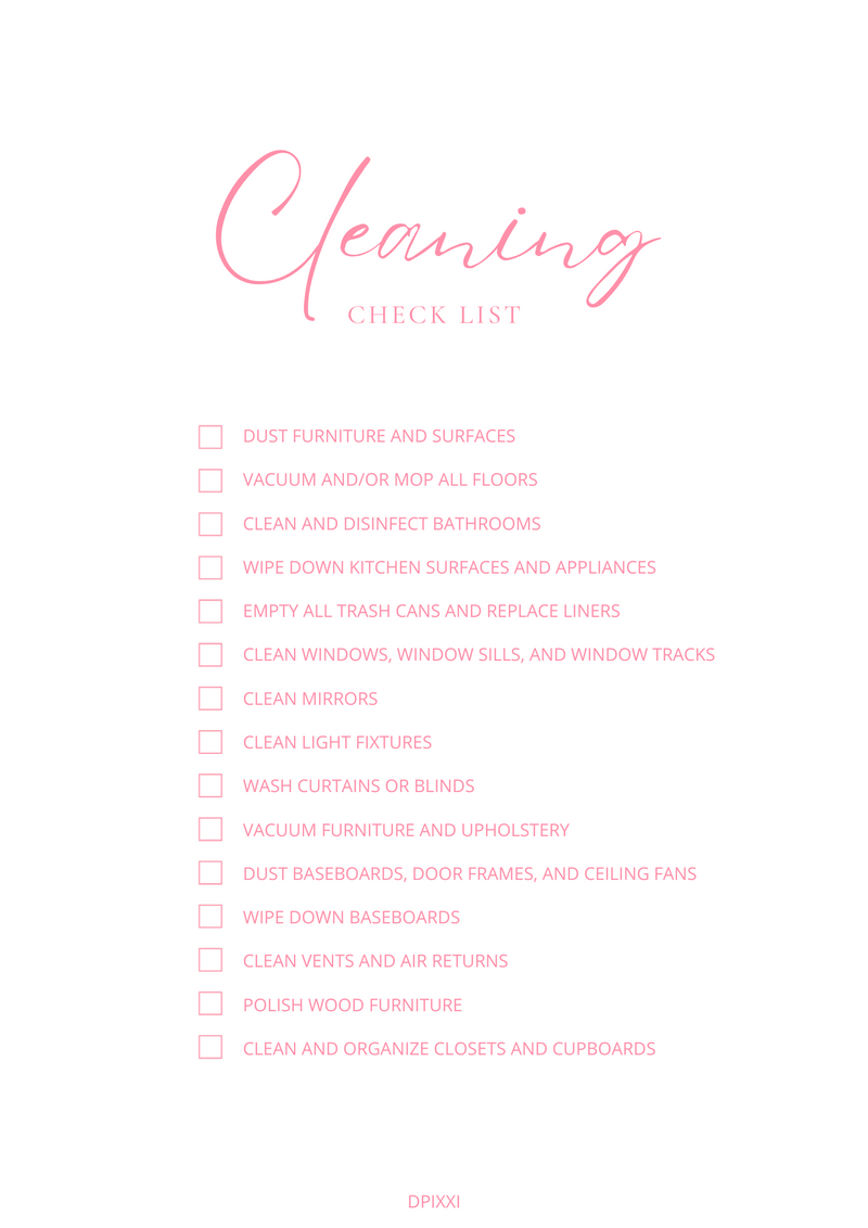 Minimalist Cleaning Checklist | General Cleaning Checklist