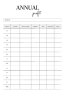 Minimal and Simple Annual Profit Planner| January to December