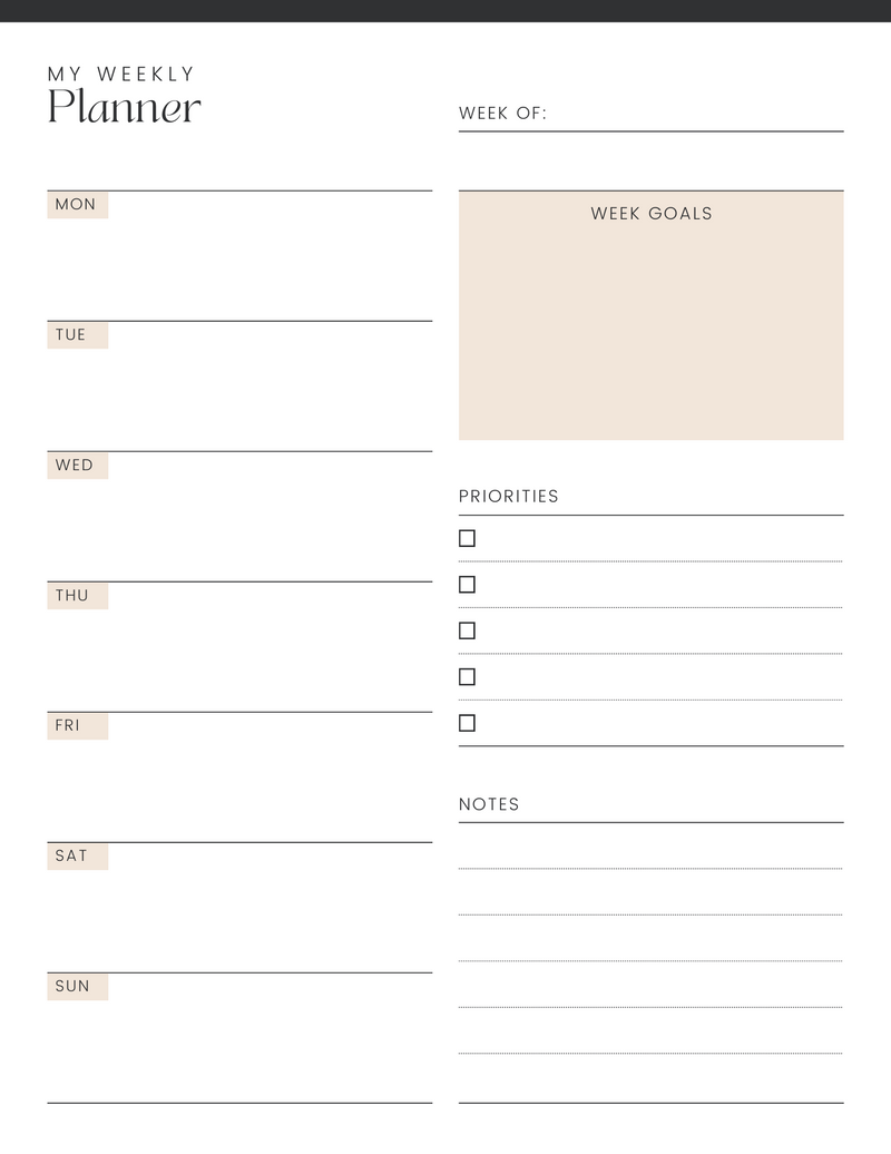 Minimalist Weekly To Do's Planner