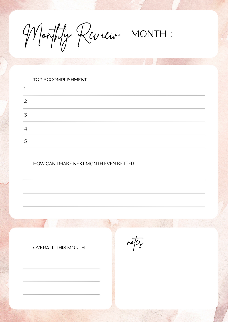 Monthly Planner Review | Top Accomplishment, Over all this month