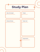 Modern Minimalist Study Planner | Key Concept, Study Notes, Topic, Task List, Important