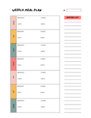 Colorful Simple Weekly Meal Planner | Monday To Sunday, Breakfast, Lunch, Dinner, Snack, Grocery List