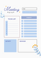 Personal Meeting Notes Planner | Activity, Reminder, Priority, To do list
