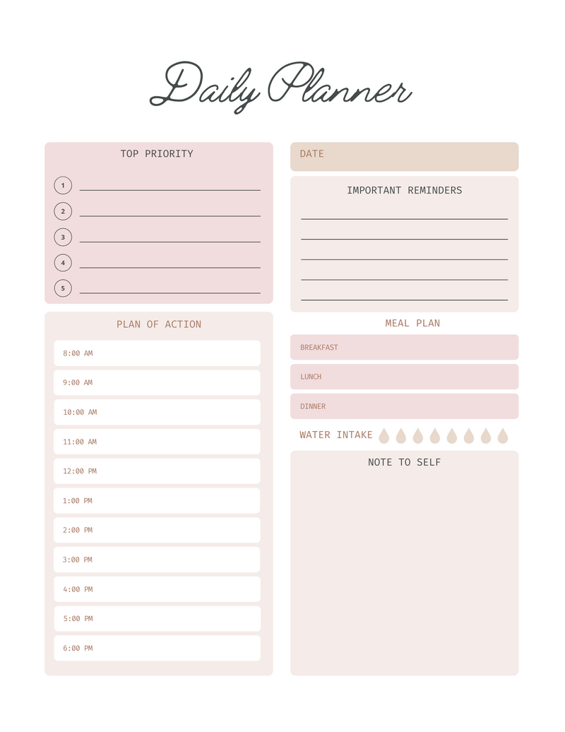 Pink A4 Daily Personal Planner