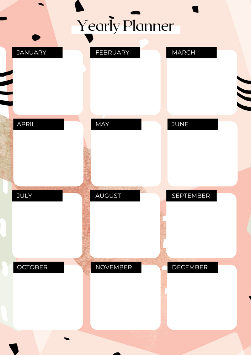 Abstract Yearly Planner| January to December