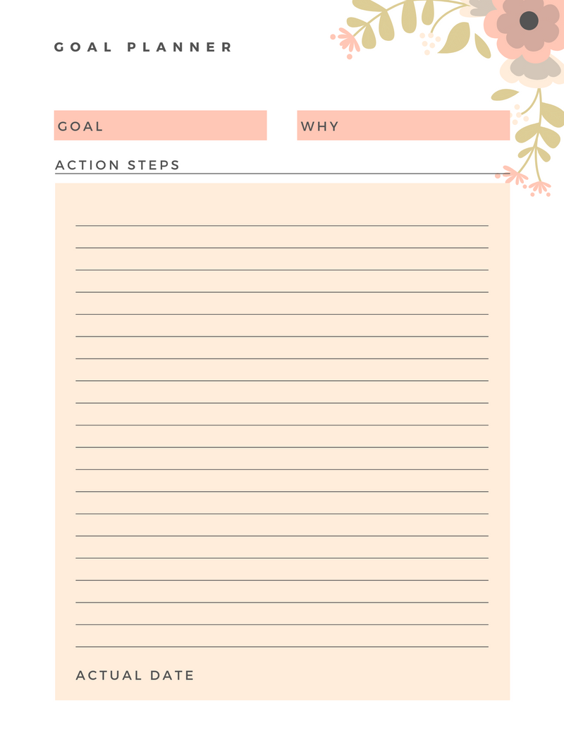 Pink Minimal Goals Planner