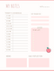 Minimalist My Notes Planner Sheet | Today's Schedule, Top Priorities, To Do Lst, Memo, Daily Reflection
