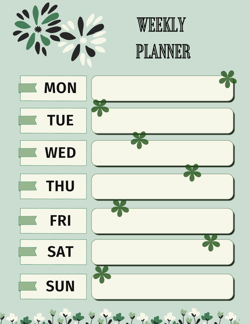 Pink Modern Minimalist Weekly Planner