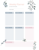 Aesthetic Watercolor Floral Weekly Schedule Planner | Set Goals For The Week, Month/Week, Monday To Saturday