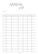 Minimal and Simple Annual Profit Planner| January to December