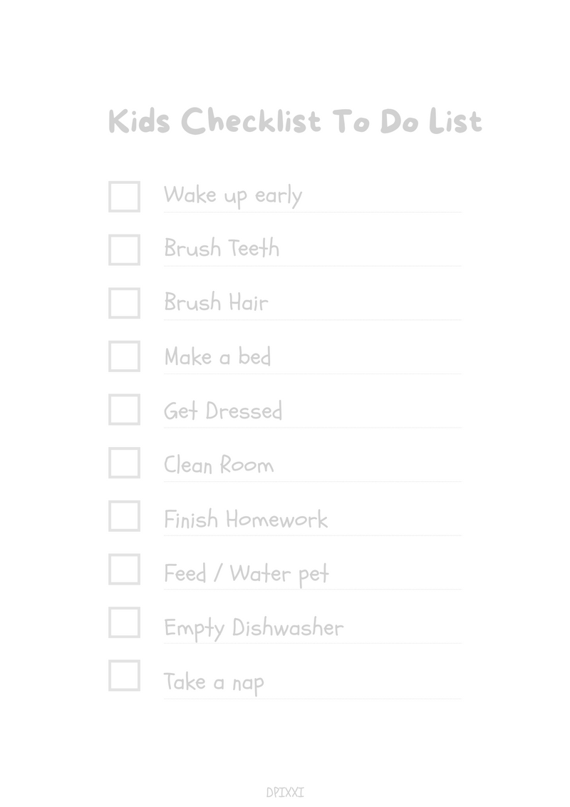 Minimalist Kids Activity Checklist | Morning routine task