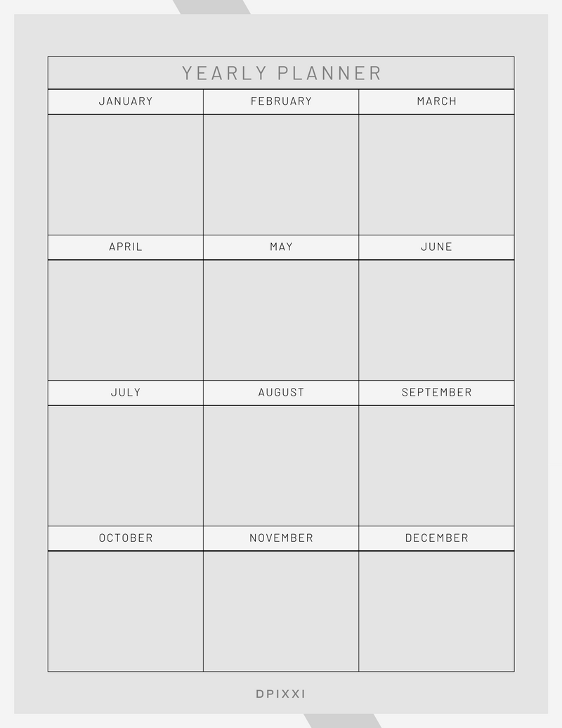 Minimalist Yearly Planner  | January to December