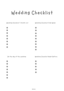 Wedding Planning Checklist | On the day of the Wedding, Night Before Wedding