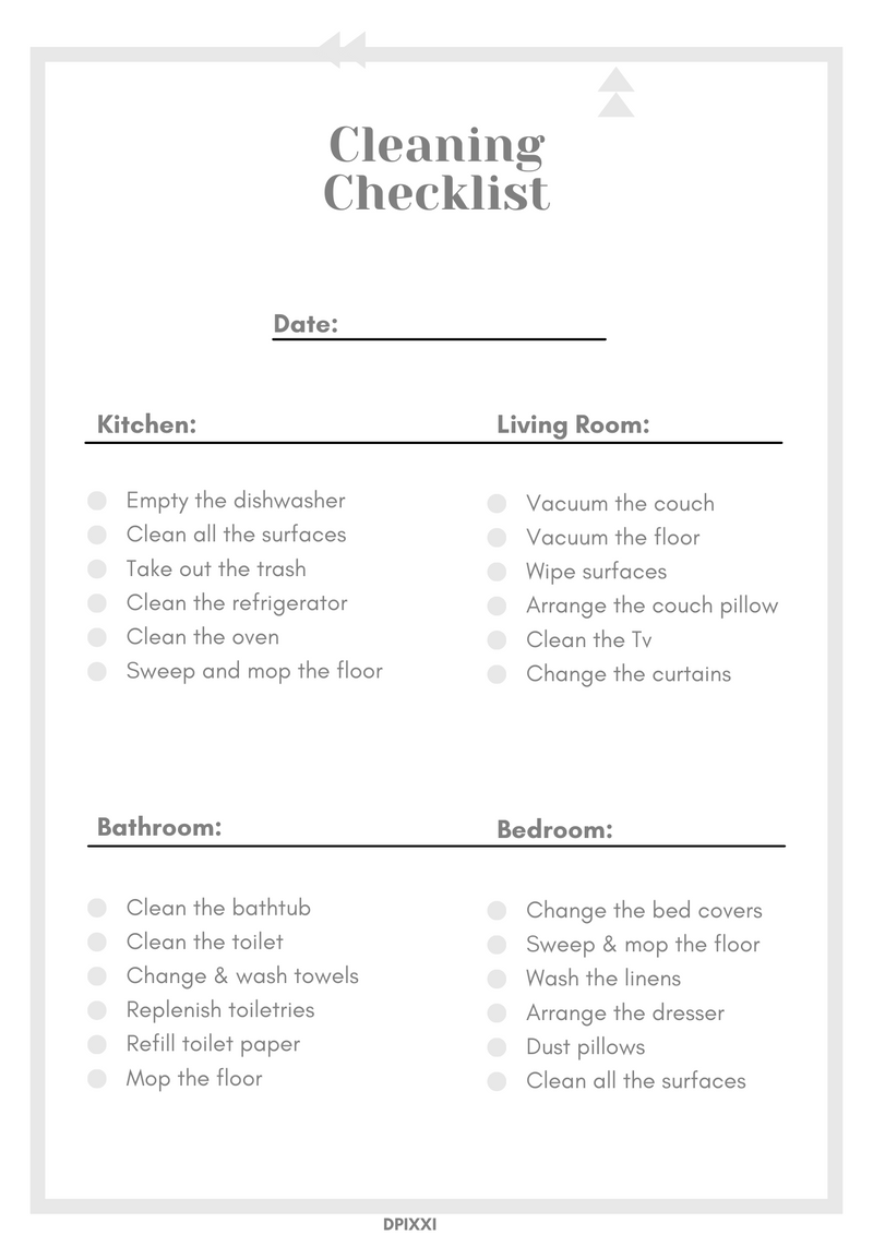Simple Cleaning Checklist | Houdehold chores cleaning checklist