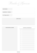 Bride & Groom Wedding Planner | Bridesmaid Name, Couple Schedule