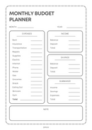Illustrative Monthly Budget Planner | Expenses, Income, Savings, Summarize