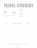Modern Travel Itinerary Planner | Destination, Duration, Departure, Arrival,Budget