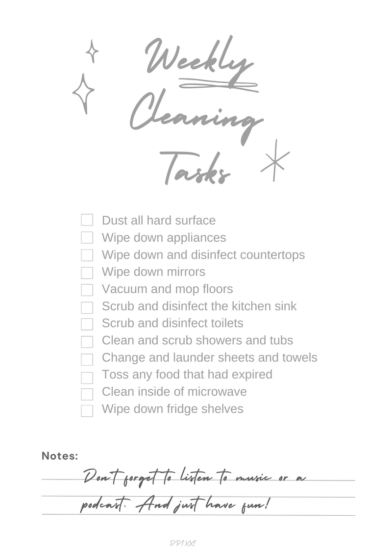Fun and Playful Weekly Cleaning Checklist | Weekly Cleaning Checklist