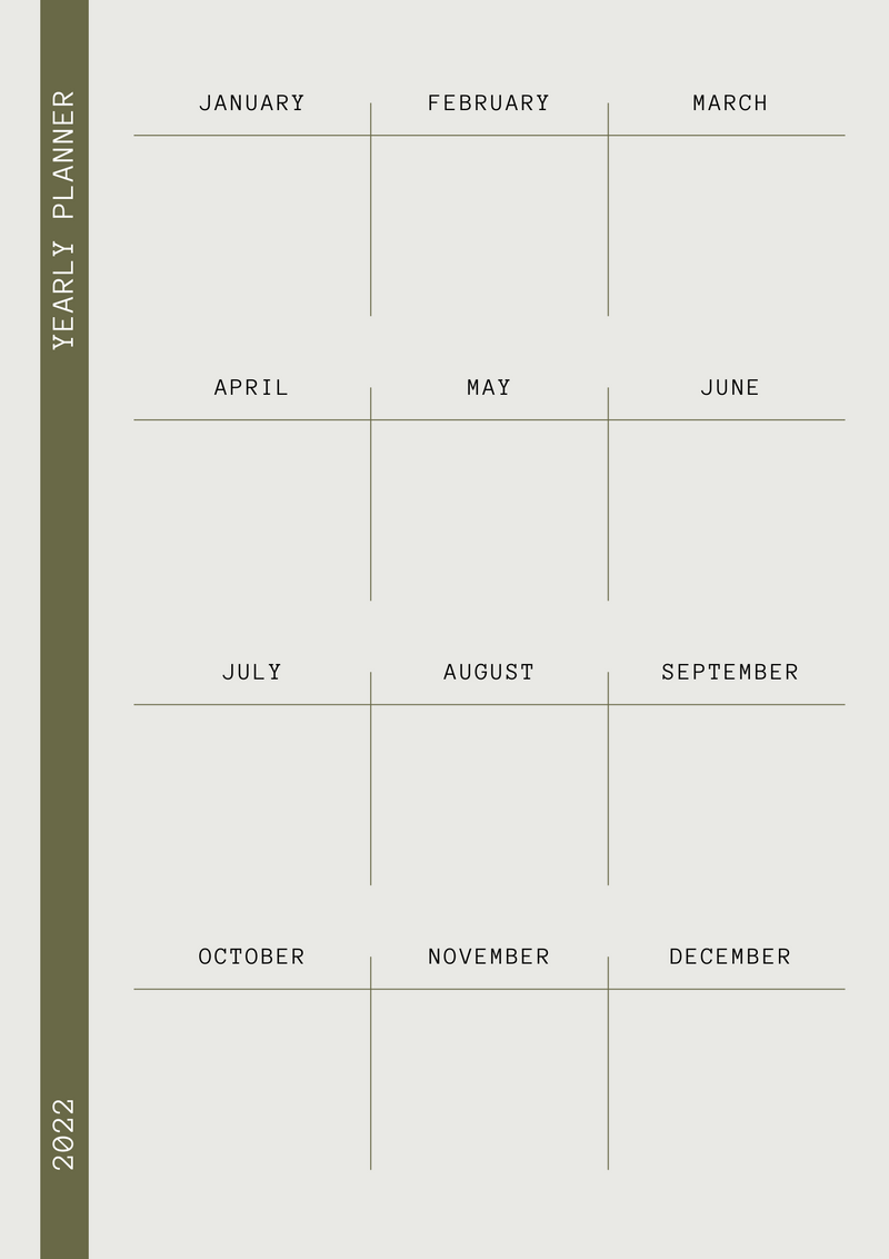 Simple Beige Minimal Yearly Planner|January to December