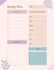Soft Colors Weekly Planner | To Do List, Events & Appointments, Meal Plan, Notes, Monday to Sunday