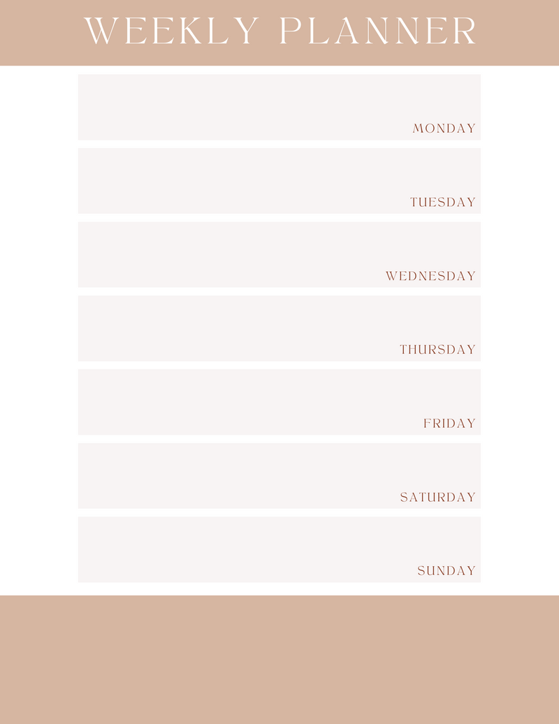 Weekly calendar, Feminine planner A4