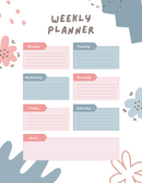 Colorful With Abstract Illustration Weekly Planner | Monday To Saturday, Notes