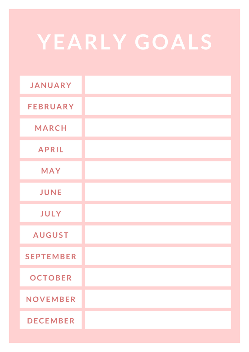 Yearly Goals Planner| January to December