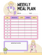 Illustrative Weekly Meal Planner | Month, Year, Monday To Sunday, Breakfast, Lunch, Dinner, Snack, Important Notes