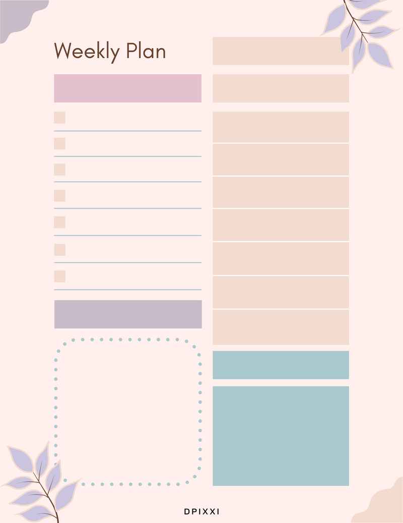 Soft Colors Weekly Planner | To Do List, Events & Appointments, Meal Plan, Notes, Monday to Sunday