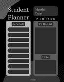 Elegant Minimalist Student Planner | Month, Date, Schedule, Monday To Sunday, To Do List, Note