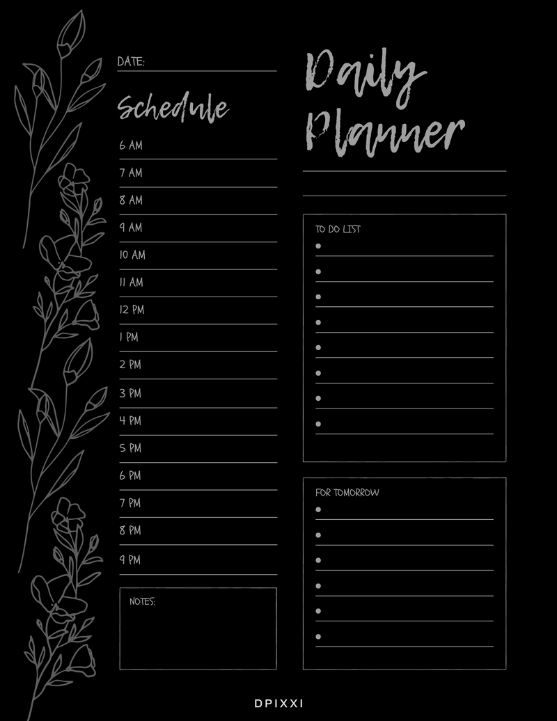 Cream Green Botanical Daily Weekly Monthly Planner