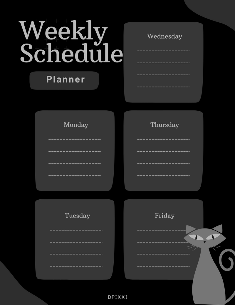Cat Aesthetic School Schedule Free Planner Template | Monday To Friday