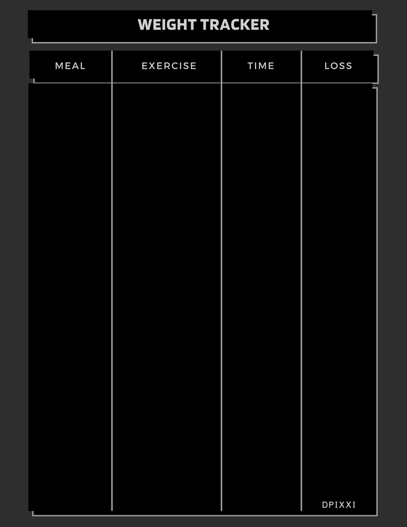 Simple Minimalist Weight Tracker Planner | Meal, Exercise, Time, Loss