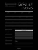 Minimalist Monthly Goals Planner | Week 1 to Week 5, Top Goals, Notes