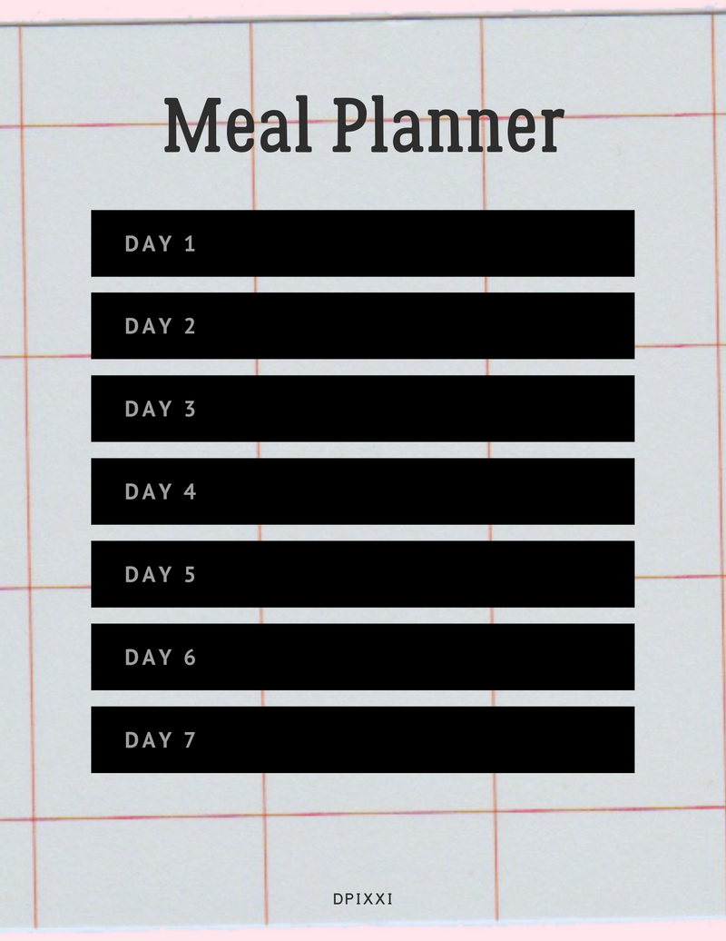 Minimal Meal Planner | Day 1 To Day 7