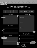 Daily Planner | Priority, Water, Meals Breakfast, Lunch, Dinner, To Do List, Notes, Shopping List