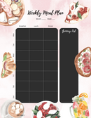 Illustrated Food Weekly Meal Planner | Monday To Sunday, Breakfast, Lunch, Dinner, Grocery List