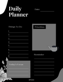 Simple Abstract Daily Planner | Date, Things To Do, Today's Focus, Priorities, Reminder
