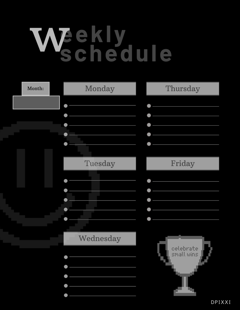Minimalist Weekly Class Schedule Planner | Month, Monday To Friday